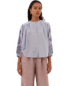 Becky pinstripe blouse dali blue