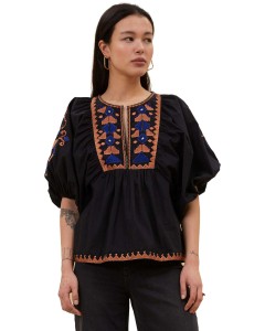 Gabie embroidery blouse jet black