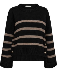 MajaCC O button stripe knit navy