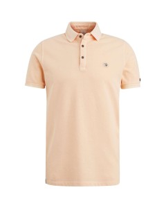 Polo korte mouw pique garment dyed bleached aprico