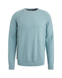 Crewneck cotton heather plated ble Stone Blue