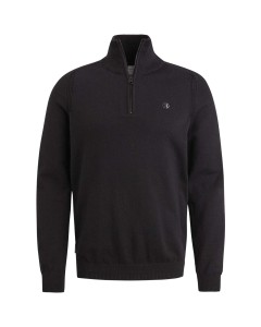 Half zip collar cotton stretch Black