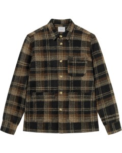 Ivy wool overshirt brown check