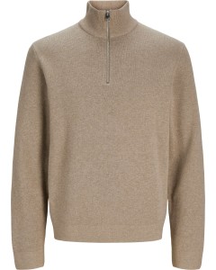 JPRBLAMILANO STITCH KNIT HALF ZIP SN Peat/Melange