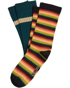 Socks 2-pack Mimmi stripe pine green