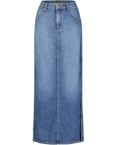 Side slit maxi skirt weekend chill blue denim