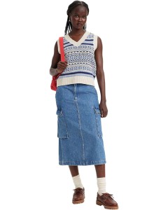 Cargo midi skirt cause and effect mid blue denim