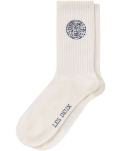 2 pack Globe rib stripe socks white/blue