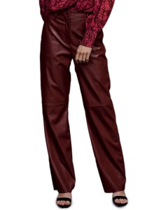 MSTasja Mid Waist PU Pant Madder Brown