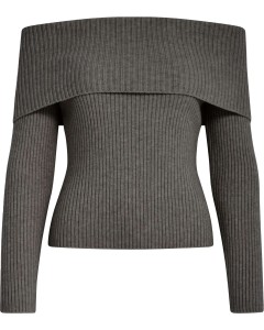 MSFame Off Shoulder Knit Pull Gunmetal Mel