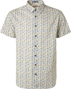 Shirt short sleeve allover printed washed blue