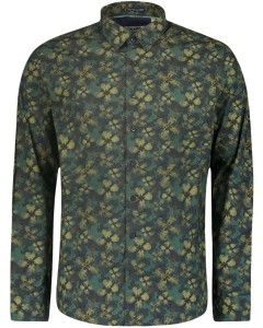 Shirt Stretch Allover Printed Dark Green