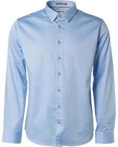 Basic stretch shirt satin weave office blue