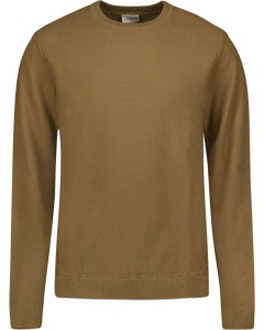 Pullover Crewneck Solid Jacquard Khaki