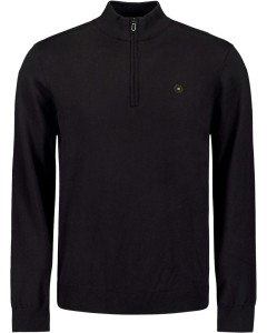 Pullover Half Zip 2 Coloured Melang Black