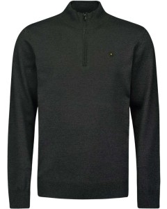 Pullover Half Zip 2 Coloured Melang Dark Grey