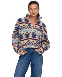 ONLJANNE AZTEC TEDDY L/S HALFZIP CC SWT Marzipan/C