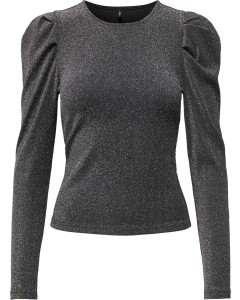 ONLRICH L/S GLITTER PUFF TOP JRS Black/Silver glit