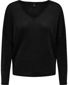 ONLISABEL L/S V-NECK SHINE TOP JRS Black/Black gli