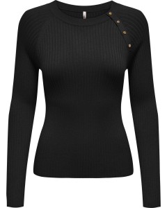 ONLMEDDI LS BUTTON DETAIL O-NECK Black