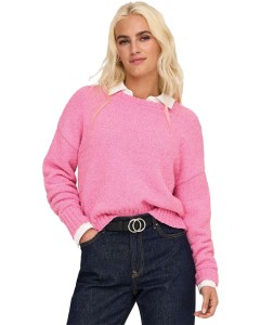 ONLTERESA LIFE LS O-NECK LOOSE CC KNT Fuchsia Pink