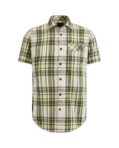 Short sleeve shirt slub check ruby olivine