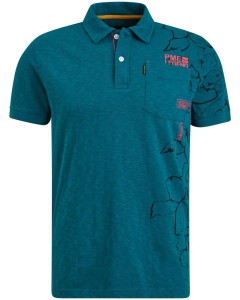 Short sleeve polo slub jersey prin ink blue