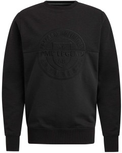 Crewneck slub-look jacquard sweat black