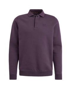 Half button collar soft brushed fl Plum Perfect