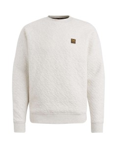 Crewneck cable jacquard sweat Bone White Melee