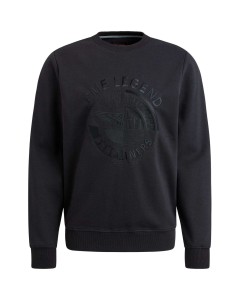 Crewneck pique double face sweat Black