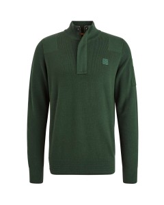 Half zip collar cotton knit Trekking Green