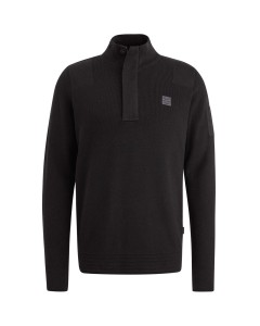 Half zip collar cotton knit Black Onyx