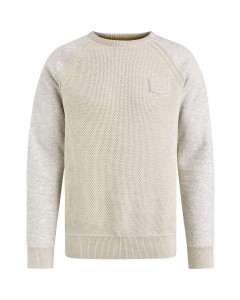 R-neck knit sweat combination Bone White Melee