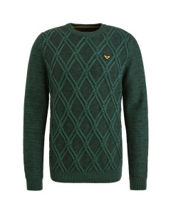 R-neck cotton mouline knit Trekking Green