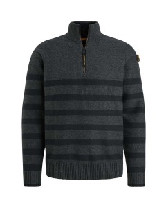 Half zip collar cotton rib knit Antracite Melee