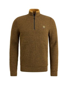 Half zip collar cotton mouline Buckthorne Brown