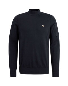 Mock neck cotton knit Black