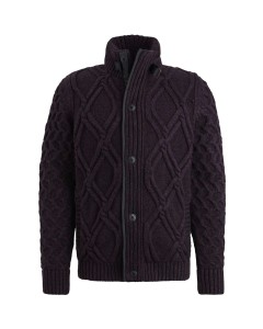 Zip jacket heavy knit mixed yarn Plum Perfect