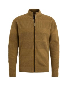 Zip jacket cotton structure knit Otter