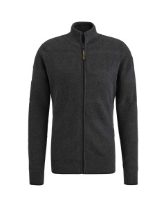 Zip jacket cotton structure knit Antracite Melee