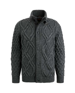 Zip jacket heavy knit mixed yarn Antracite Melee