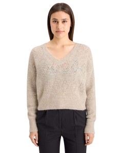 BOUCL V-NECK RELAXED PULLOVER Oatmeal Melange