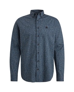 Long Sleeve Shirt Print on poplin Blue Indigo