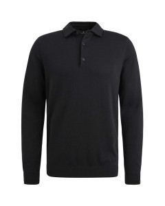 Long sleeve polo cotton modal Black