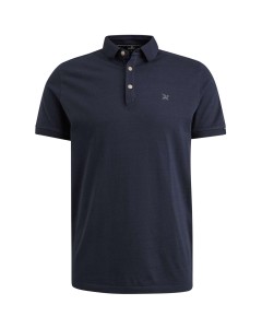 Polo korte mouw katoen garment dyed sky captain