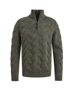 Half zip collar star wool acrylic Loden Green