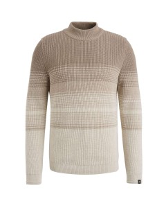 Mock neck cotton stripe Pure Cashmere