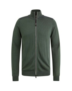 Zip jacket cotton modal plated Deep Forest