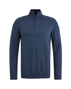 Half zip collar cotton mouline Blue Indigo